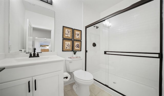 106 Kickapoo Dr, Anahuac, TX 77514 - full bath featuring a shower stall, toilet, vanity, and tile patterned floors