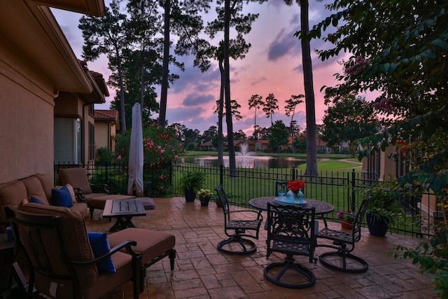 16114 Villa Fontana Way, Houston, TX 77068 - view of patio featuring a water view