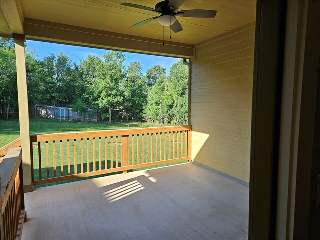 170 Nuuanu Ln, Bastrop, TX 78602 - view of patio / terrace with a ceiling fan and view of scattered trees