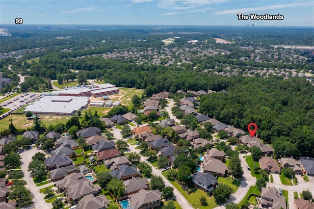 27506 Colin Springs Ln, Spring, TX 77386 - aerial view of property and surrounding area featuring a forest and nearby suburban area