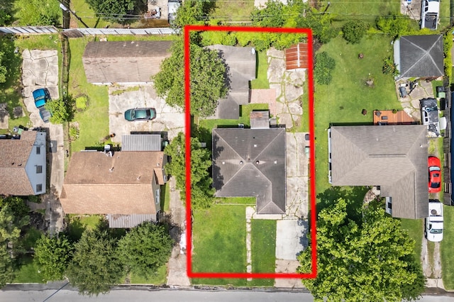 1922 Des Jardines St, Houston, TX 77023 - aerial view of residential area featuring property boundaries highlighted