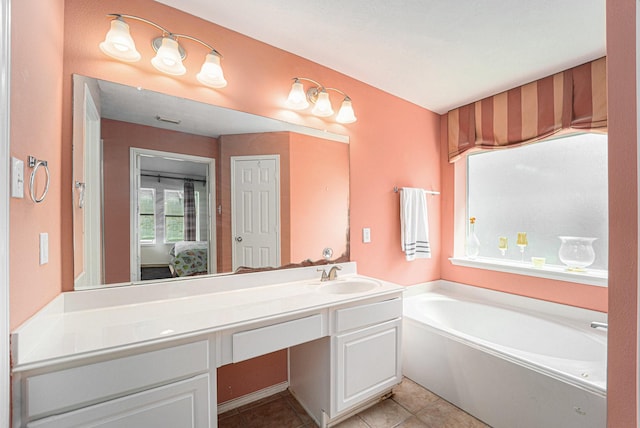 22327 Albee Dr, Katy, TX 77449 - full bath featuring a bath, vanity, connected bathroom, and tile patterned flooring
