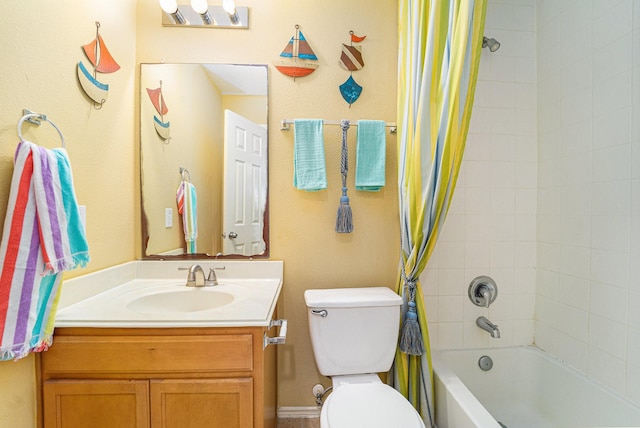 22327 Albee Dr, Katy, TX 77449 - bathroom with toilet, vanity, and shower / bath combo with shower curtain
