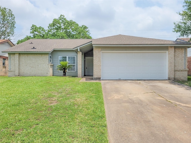 6722 Loch Bruceray Dr, Houston, TX 77084 - view of front of home featuring brick siding, concrete driveway, a garage, and a front yard
