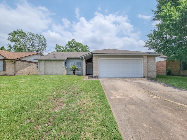 6722 Loch Bruceray Dr, Houston, TX 77084 - single story home featuring a garage, brick siding, driveway, and a front yard