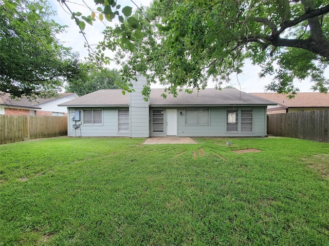 6722 Loch Bruceray Dr, Houston, TX 77084 - rear view of property with a patio area, a chimney, and a shingled roof