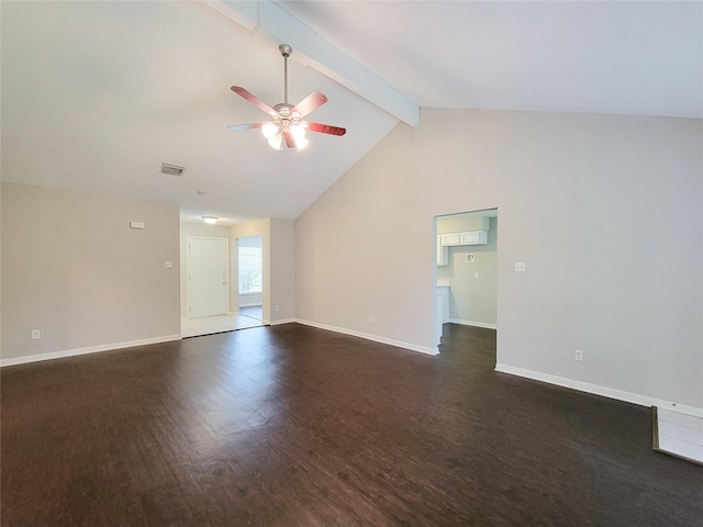 6722 Loch Bruceray Dr, Houston, TX 77084 - unfurnished living room featuring ceiling fan, dark wood finished floors, and baseboards