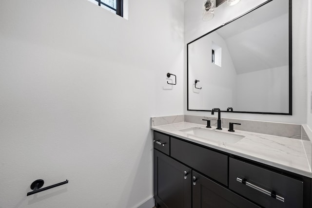 1706 Sedola Ln, Houston, TX 77055 - bathroom with vanity and vaulted ceiling