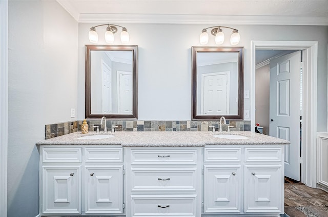 11607 Knobcrest Dr, Houston, TX 77070 - bathroom with crown molding and double vanity