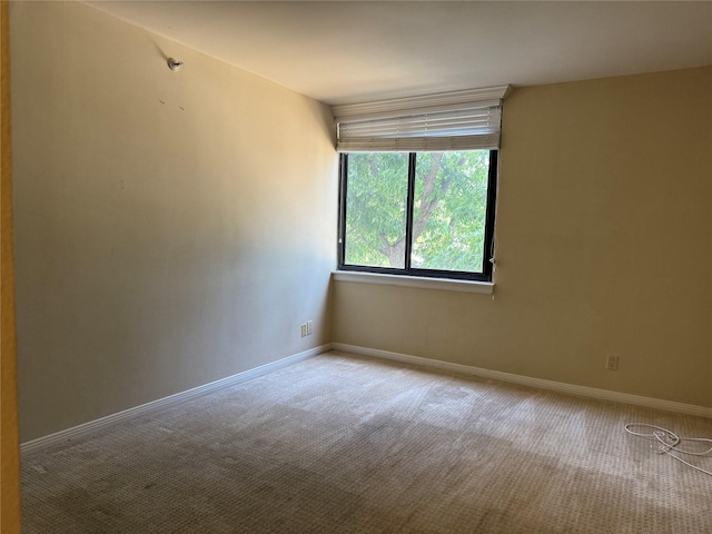 spare room featuring carpet flooring and baseboards