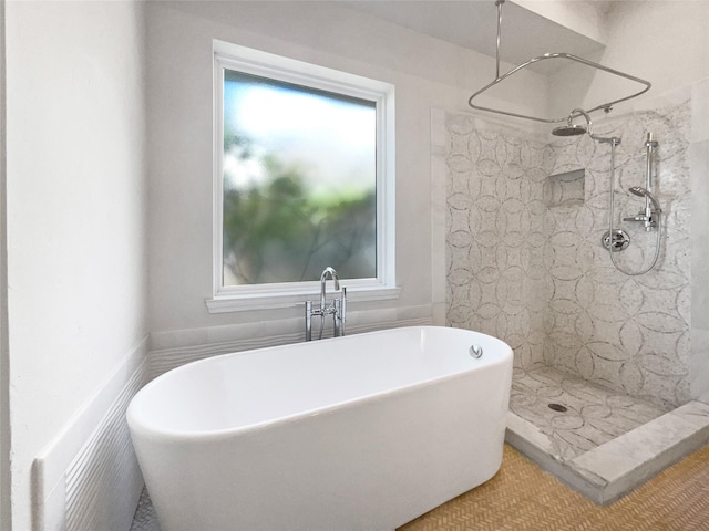 22014 Mission Hills Ln, Katy, TX 77450 - bathroom featuring tiled shower and a freestanding bath