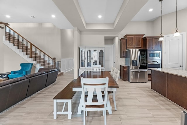 1810 Evergreen Bay Ln, Katy, TX 77494 - dining space featuring stairs and recessed lighting