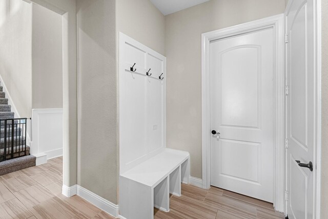 1810 Evergreen Bay Ln, Katy, TX 77494 - mudroom with baseboards and wood finish floors