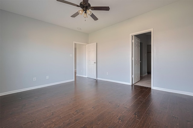 4918 Alder Bend Ln, Richmond, TX 77469 - unfurnished bedroom featuring dark wood finished floors, baseboards, and ceiling fan