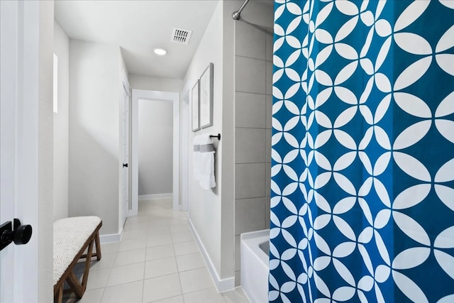 2213 Sonder Shore Dr, Katy, TX 77493 - full bath featuring tile patterned flooring, baseboards, and recessed lighting