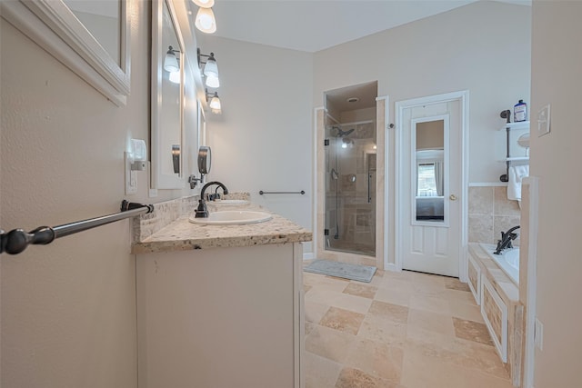 13203 Cary Ct, Needville, TX 77461 - full bath with a shower stall, vanity, and a bath