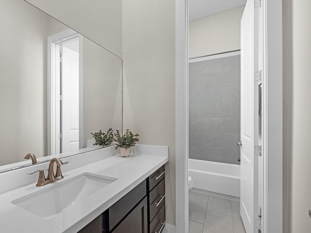 110 N Hutcheson St, Houston, TX 77003 - full bath with toilet, vanity, tile patterned floors, and shower / bathtub combination