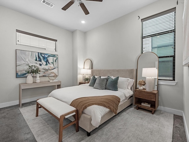 110 N Hutcheson St, Houston, TX 77003 - carpeted bedroom with baseboards, ceiling fan, and recessed lighting