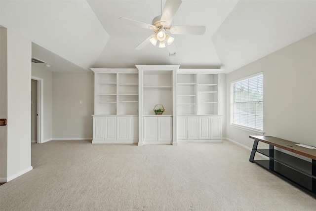4027 Austin Meadow Dr, Sugar Land, TX 77479 - unfurnished room with vaulted ceiling, light carpet, ceiling fan, and baseboards