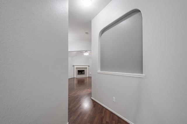 4523 Bridgevillage Dr, Spring, TX 77373 - hallway with wood finished floors and baseboards