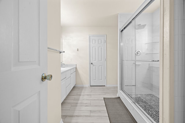 8006 Saffron Ln, Baytown, TX 77521 - bathroom with a shower stall and vanity