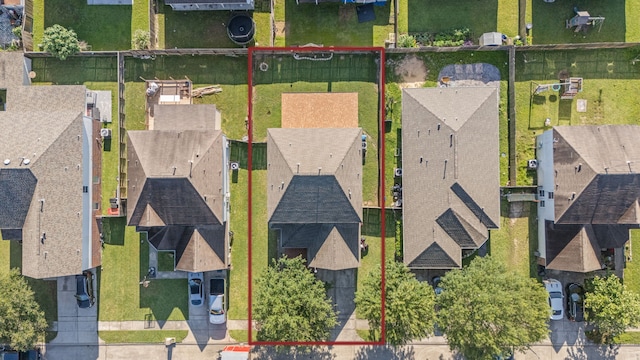 8006 Saffron Ln, Baytown, TX 77521 - aerial view of residential area with property parcel outlined