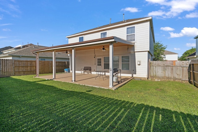 8006 Saffron Ln, Baytown, TX 77521 - rear view of house with a ceiling fan and a patio