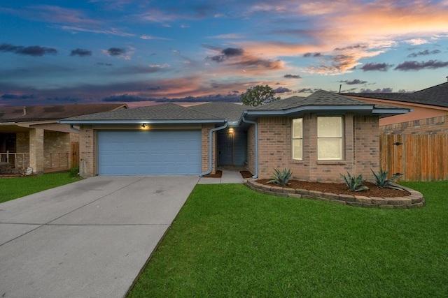 2026 Hickory Glen Dr, Missouri City, TX 77489 - ranch-style house with an attached garage, driveway, brick siding, and a shingled roof