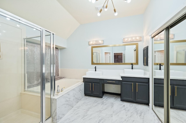 7624 Lone Meadow Ct, Houston, TX 77095 - full bathroom featuring a stall shower, vanity, and a bath