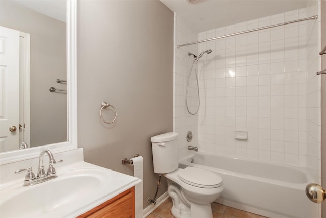 3532 Choctaw Dr, La Porte, TX 77571 - full bathroom featuring toilet, tile patterned flooring, vanity, washtub / shower combination, and baseboards