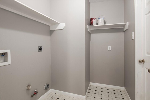3532 Choctaw Dr, La Porte, TX 77571 - washroom with electric dryer hookup, hookup for a gas dryer, washer hookup, and baseboards