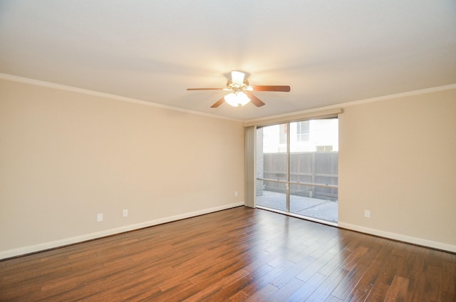 4639 Wild Indigo St Unit 459, Houston, TX 77027 - unfurnished room featuring ceiling fan, dark wood finished floors, baseboards, and ornamental molding