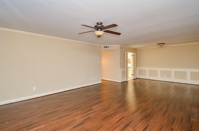 4639 Wild Indigo St Unit 459, Houston, TX 77027 - empty room with ceiling fan, crown molding, and wood finished floors