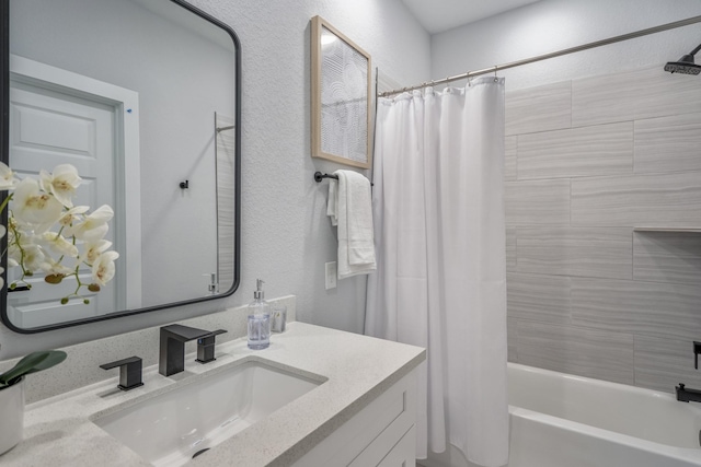 3710 Noah St, Houston, TX 77021 - bathroom with vanity and shower / bath combo with shower curtain