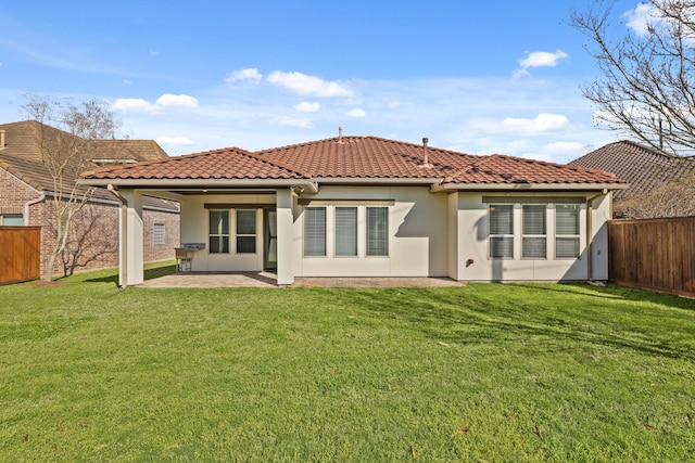 67 Quiet Vista Dr, Sugar Land, TX 77498 - rear view of property with a patio, stucco siding, and a tiled roof