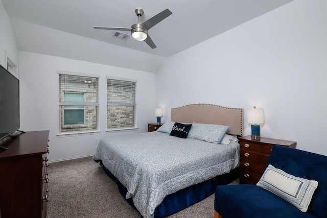9905 Glenbrook Ln, Magnolia, TX 77354 - bedroom featuring carpet, vaulted ceiling, ceiling fan, and baseboards
