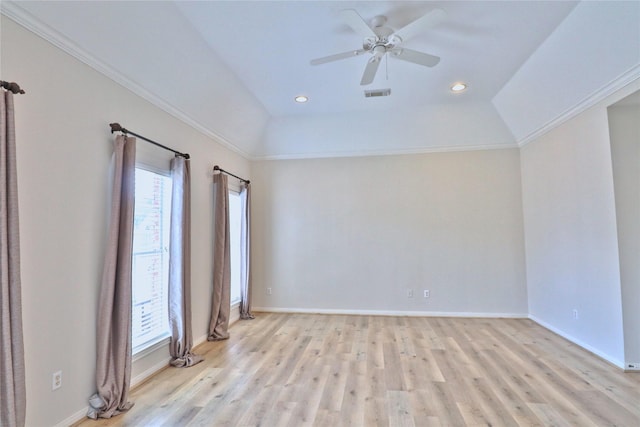 3628 Timberside Circle Dr, Houston, TX 77025 - spare room with light wood-style flooring, ceiling fan, crown molding, baseboards, and recessed lighting