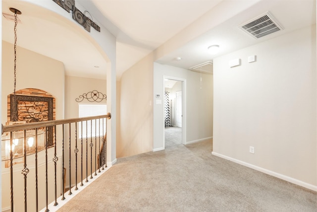19315 S Cottonwood Green Ln, Cypress, TX 77433 - corridor featuring attic access, carpet floors, and baseboards