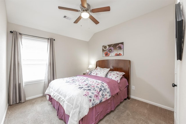 19315 S Cottonwood Green Ln, Cypress, TX 77433 - bedroom featuring light carpet, baseboards, a ceiling fan, and vaulted ceiling