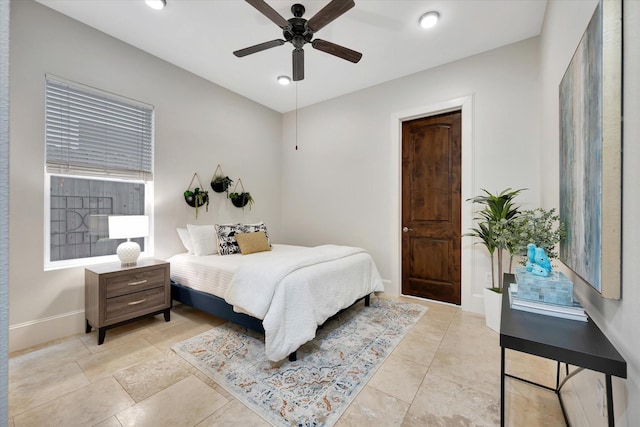 2010 Sabine St, Houston, TX 77007 - bedroom with baseboards, recessed lighting, and ceiling fan
