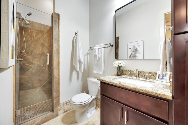 2010 Sabine St, Houston, TX 77007 - bathroom with a stall shower, toilet, tile patterned floors, and vanity