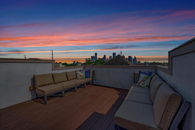 2010 Sabine St, Houston, TX 77007 - deck at dusk featuring outdoor lounge area