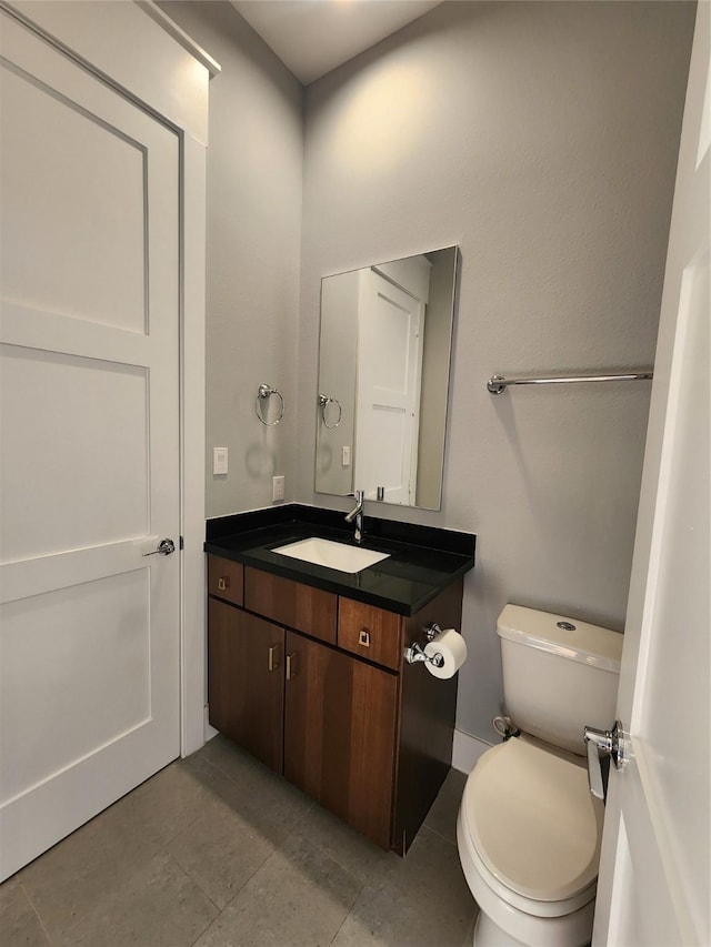 3308 Cardinal Crest Ln, Houston, TX 77080 - half bathroom with vanity, toilet, and tile patterned flooring
