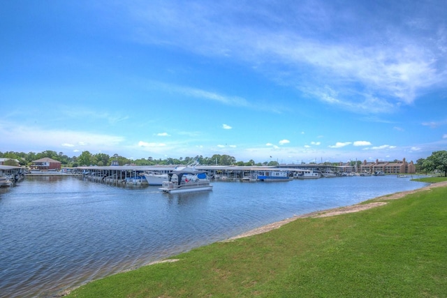 13607 Summer Hill Dr, Montgomery, TX 77356 - water view with a boat dock and a notable bridge