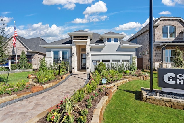 12027 Crooked Creek Ln, Santa Fe, TX 77510 - view of front facade with a front lawn and stone siding