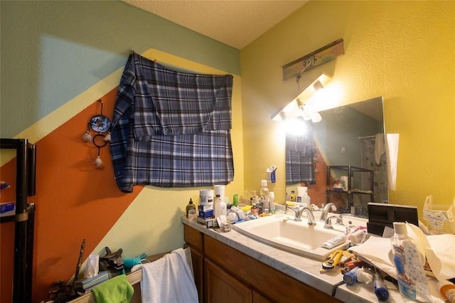 1927 Dormstom Ln, Houston, TX 77088 - bathroom featuring vanity and a textured wall