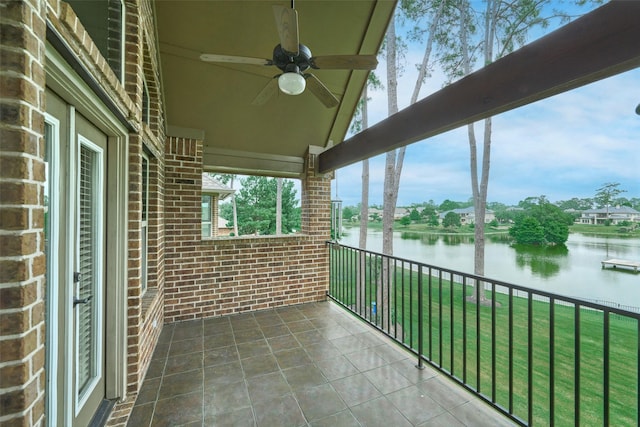 13606 Oak Harbor Bnd, Cypress, TX 77429 - balcony with a water view and ceiling fan