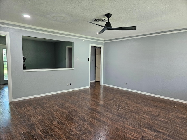 111 Carnation St, Lake Jackson, TX 77566 - unfurnished room featuring ceiling fan, wood finished floors, a textured ceiling, baseboards, and ornamental molding