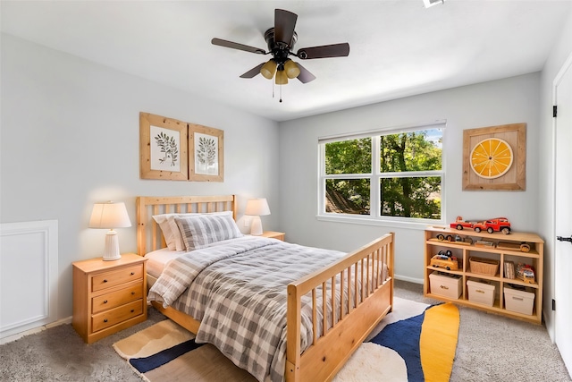 3214 Cedar Knolls Dr, Kingwood, TX 77339 - bedroom featuring carpet, baseboards, and ceiling fan