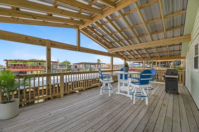 518 Marine Way, Freeport, TX 77541 - wooden terrace with a grill
